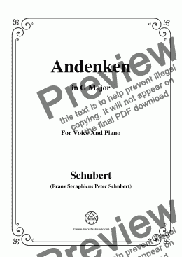 page one of Schubert-Andenken,in G Major,for Voice&Piano