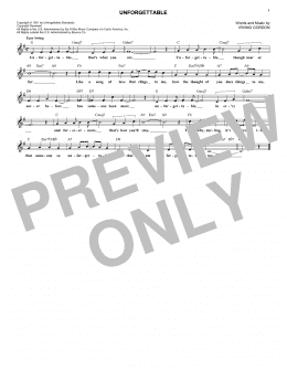 page one of Unforgettable (Lead Sheet / Fake Book)