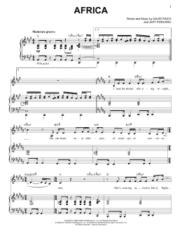 page one of Africa (Piano & Vocal)
