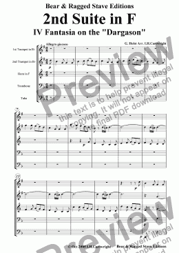 page one of 2nd Suite in F - IV. Fantasia on the Dargason for brass quintet