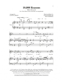 page one of 10,000 Reasons (Bless the Lord) (arr. Lloyd Larson) (2-Part Choir)
