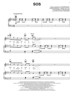 page one of SOS (feat. Aloe Blacc) (Piano, Vocal & Guitar Chords (Right-Hand Melody))