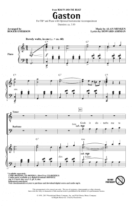 page one of Gaston (from Beauty and The Beast) (arr. Roger Emerson) (TB Choir)