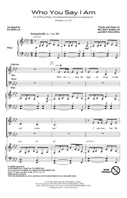 page one of Who You Say I Am (arr. Ed Hogan) (SATB Choir)