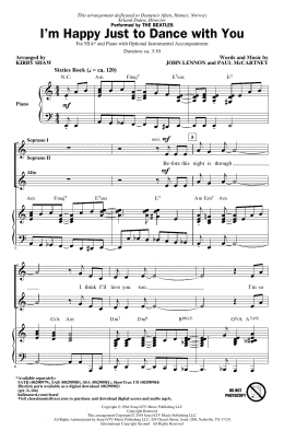 page one of I'm Happy Just To Dance With You (arr. Kirby Shaw) (SSA Choir)