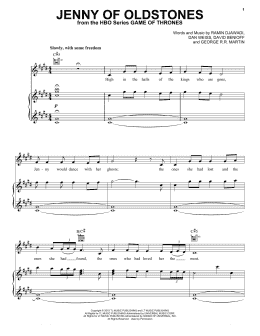 page one of Jenny Of Oldstones (from Game of Thrones) (Piano, Vocal & Guitar Chords (Right-Hand Melody))
