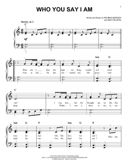 page one of Who You Say I Am (Easy Piano)
