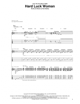 page one of Hard Luck Woman (Guitar Tab)