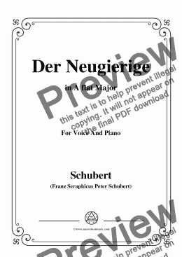 page one of Schubert-Der Neugierige,from 'Die Schöne Müllerin',Op.25 No.6,in A flat Major,for Voice&Pno