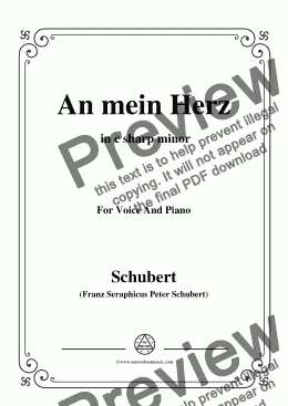 page one of Schubert-An mein Herz,in c sharp minor,for Voice&Piano