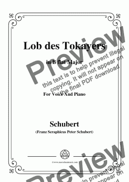 page one of Schubert-Lob des Tokayers,Op.118 No.4,in B flat Major,for Voice&Piano 