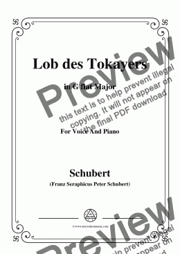 page one of Schubert-Lob des Tokayers,Op.118 No.4,in G flat Major,for Voice&Piano