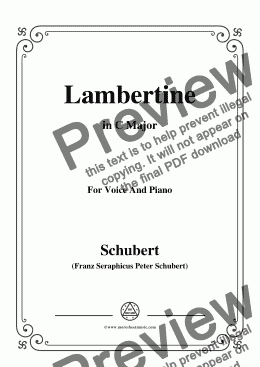 page one of Schubert-Lambertine,in C Major,for Voice&Piano