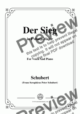 page one of Schubert-Der Sieg,in F sharp Major,for Voice&Piano