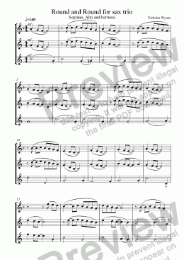 page one of Round and Round, No.2 of Dances for Sax Trio