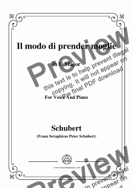 page one of Schubert-Il modo di prender moglie,Op.83 No.3,in C Major,for Voice&Piano