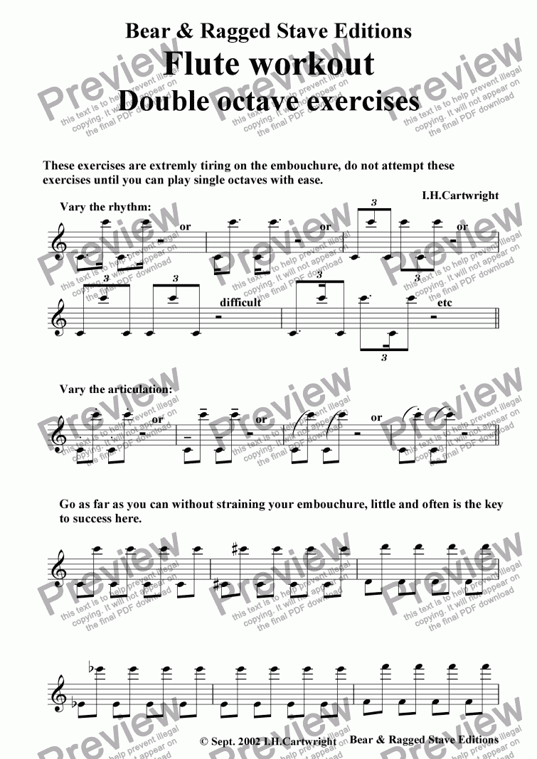 page one of Flute workout - Double octaves