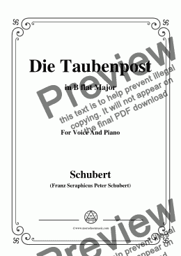 page one of Schubert-Die Taubenpost,in B flat Major,for Voice&Piano