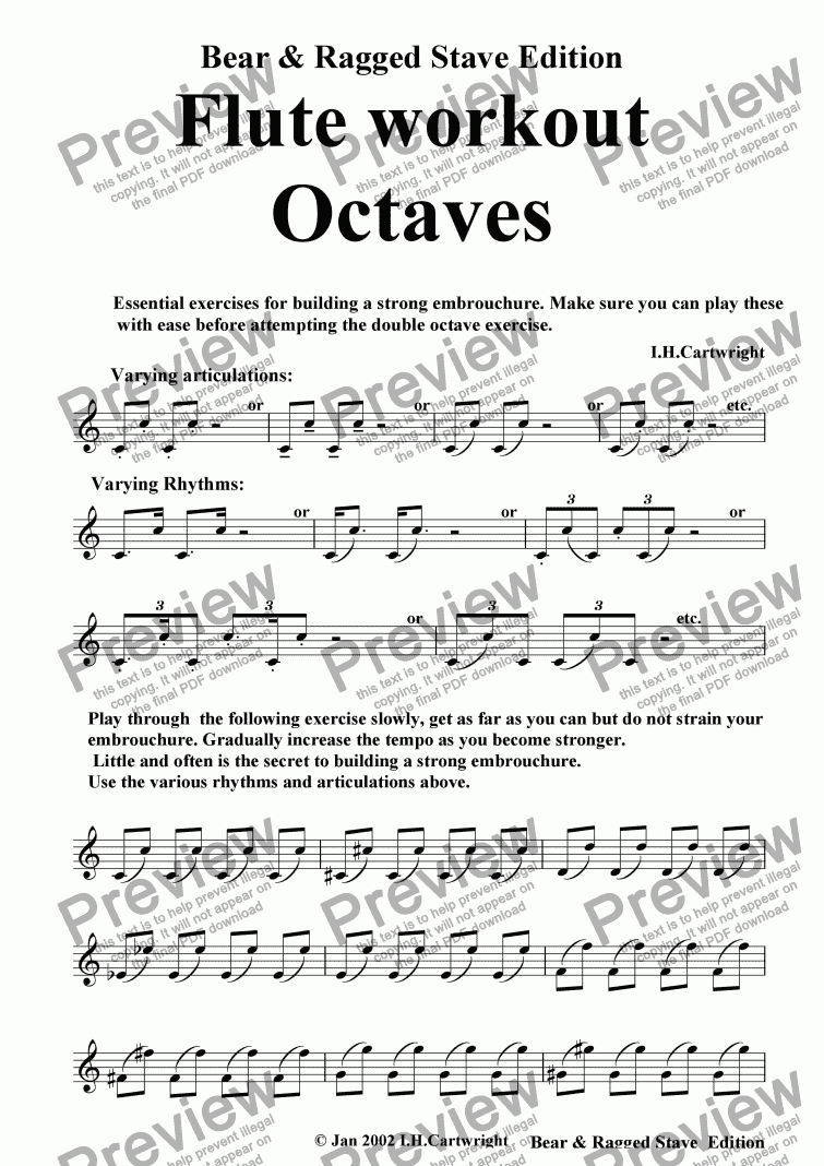 page one of Flute workout - Octaves