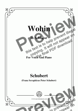 page one of Schubert-Wohin,from 'Die Schöne Müllerin',Op.25 No.2,in A Major,for Voice&Piano