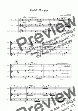 page one of Sheffield Hornpipe (fl, ob, cl)