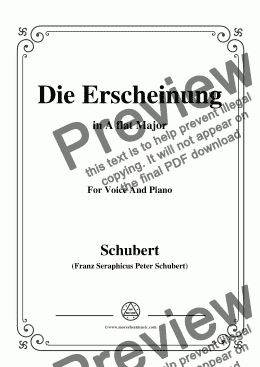 page one of Schubert-Die Erscheinung,Op.108 No.3,in A flat Major,for Voice&Piano