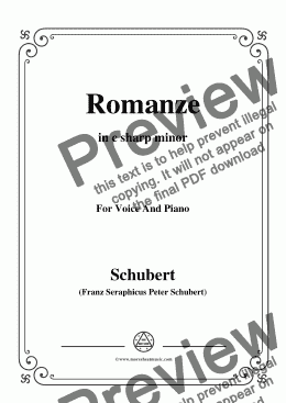 page one of Schubert-Romanze,in c sharp minor,for Voice&Piano