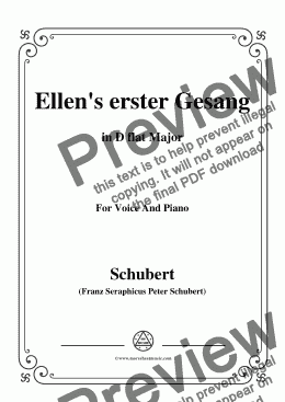 page one of Schubert-Ellens Gesang I,Op.52 No.1,in D flat Major,for Voice&Piano