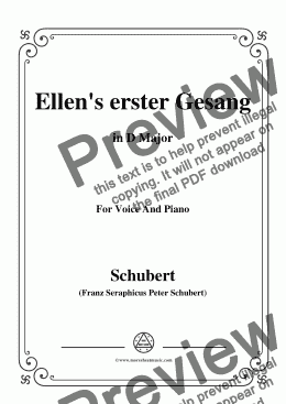 page one of Schubert-Ellens Gesang I,Op.52 No.1,in D Major,for Voice&Piano 
