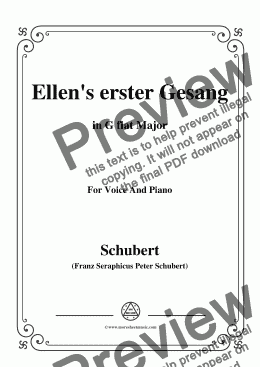 page one of Schubert-Ellens Gesang I,Op.52 No.1,in G flat Major,for Voice&Piano