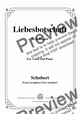 page one of Schubert-Liebesbotschaft,from 'Schwanengesang(Swan Song)',D.957 No.1,in B Major