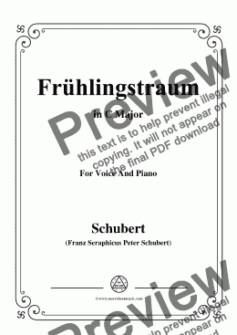 page one of Schubert-Frühlingstraum,from 'Winterreise',Op.89 No.11,in C Major,for Voice&Piano