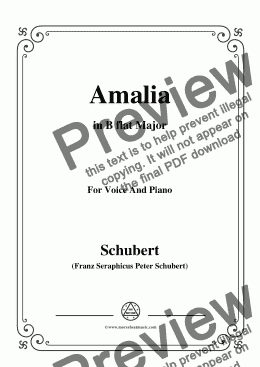 page one of Schubert-Amalia,Op.173 No.1,in B flat Major,for Voice&Piano