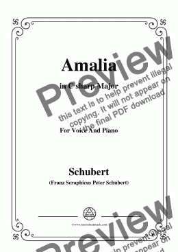 page one of Schubert-Amalia,Op.173 No.1,in C sharp Major,for Voice&Piano