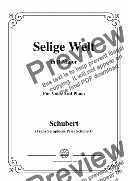 page one of Schubert-Selige Welt(Blessed World),Op.23 No.2,in B Major,for Voice&Piano