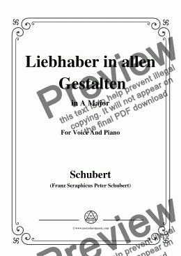 page one of Schubert-Liebhaber in allen Gestalten,in A Major,for Voice&Piano