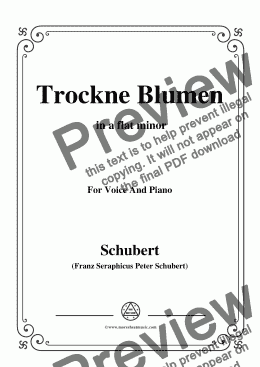 page one of Schubert-Trockne Blumen,Op.25 No.18,in a flat minor,for Voice&Piano