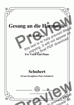 page one of Schubert-An die Harmonie(Gesang an die Harmonie),D.394,in G Major,for Voice&Piano 