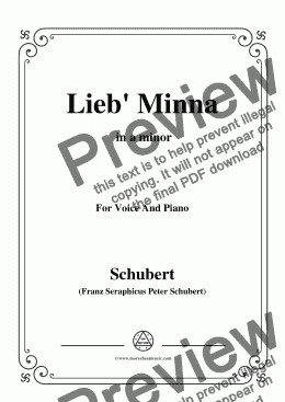 page one of Schubert-Lieb Minna(Darling Minna),D.222,in a minor,for Voice&Piano