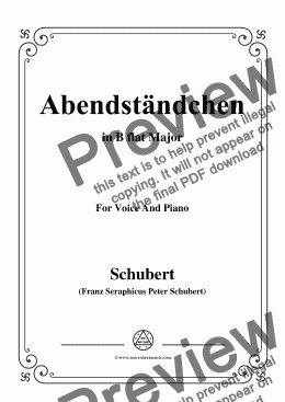 page one of Schubert-Abendständchen,in B flat Major,for Voice&Piano