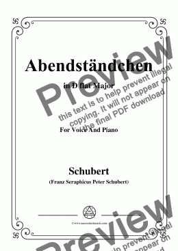 page one of Schubert-Abendständchen,in D flat Major,for Voice&Piano