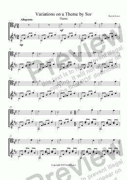 page one of Variations on a Theme by Sor (Cello and Guitar)