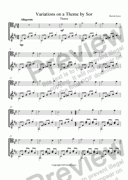 page one of Variations on a Theme by Sor (Cello and Guitar) - Theme