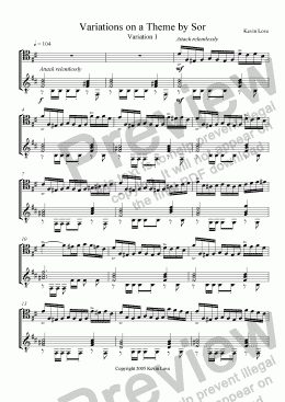page one of Variations on a Theme by Sor (Cello and Guitar) - Var. 1