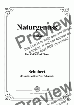 page one of Schubert-Naturgenuss,in B Major,for Voice&Piano