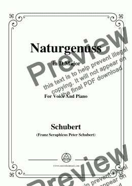 page one of Schubert-Naturgenuss,in D Major,for Voice&Piano