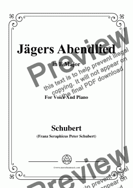 page one of Schubert-Jägers Abendlied,Op.3 No.4,in E Major,for Voice&Piano