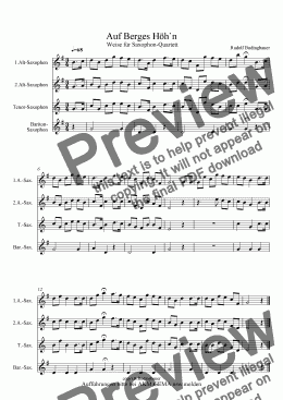 page one of Auf Berges Höh`n  Saxophonquartett