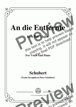 page one of Schubert-An die Entfernte,in A flat Major,for Voice&Piano