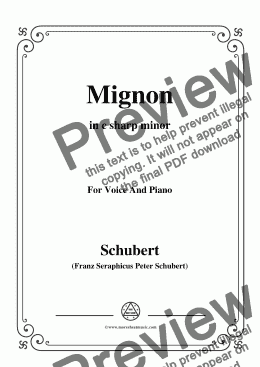 page one of Schubert-Mignon II,D.727,in c sharp minor,for Voice&Piano